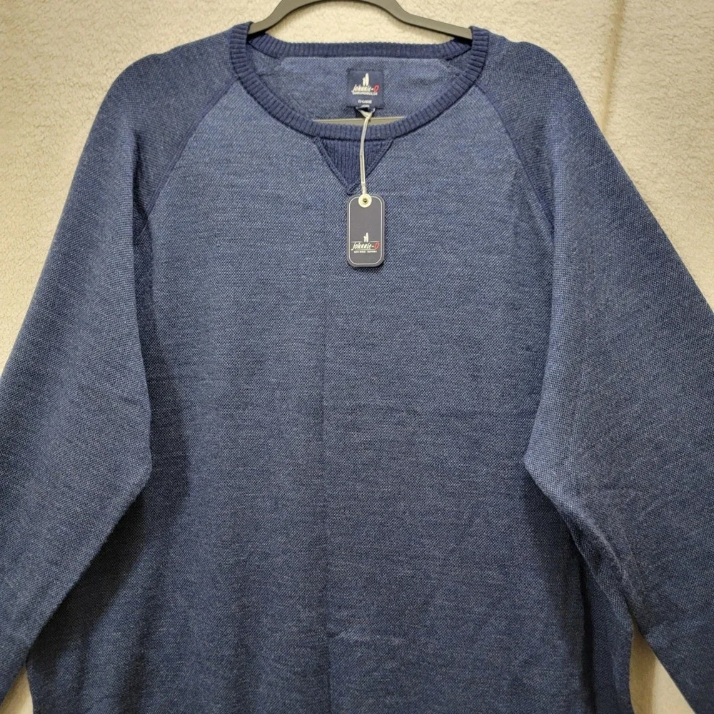 Johnnie-O Boggs Navy Extrafine Merino‎ Wool Crewneck Sweater Mens XXL JMSW1840